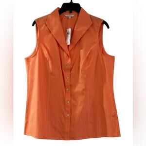 Foxcroft Sleeveless Button Up NWT Size 14 Color Orange Peel